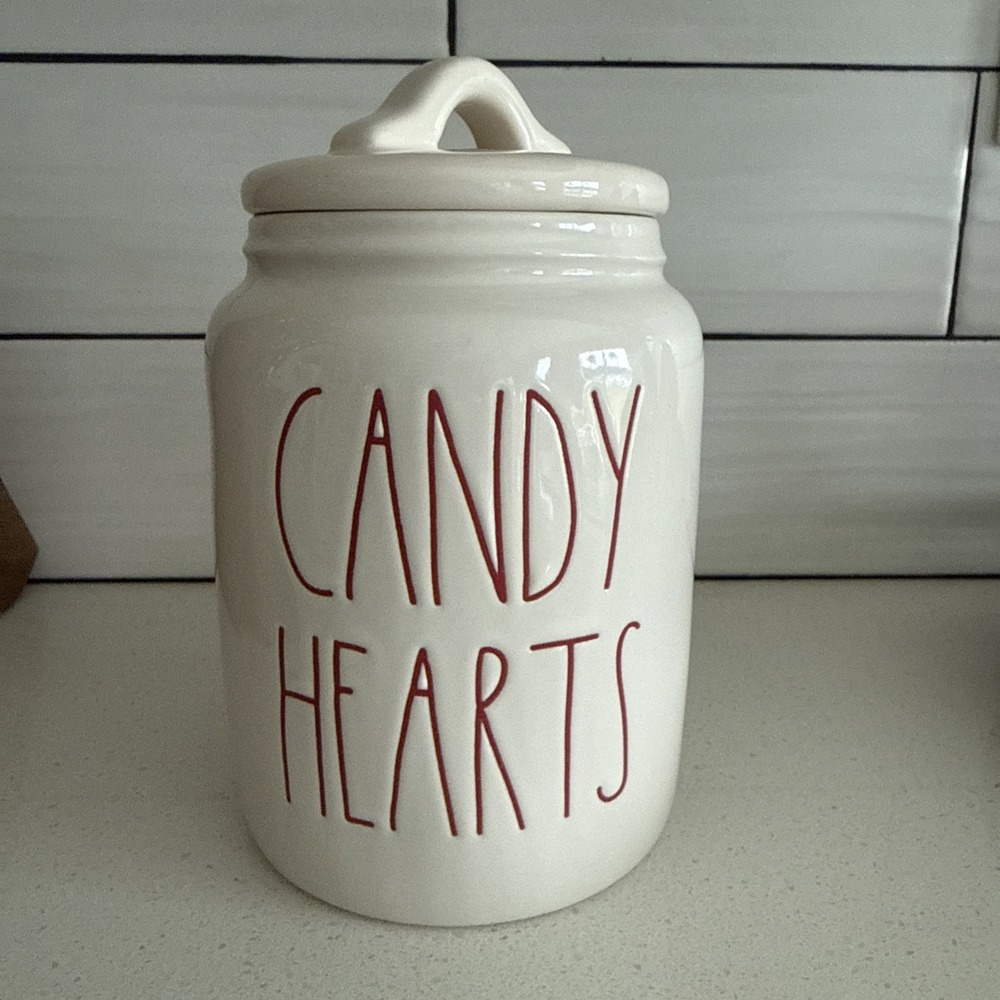 2019 Rae Dunn Candy Hearts Canister Cookie Candy Jar Valentine's Day Love